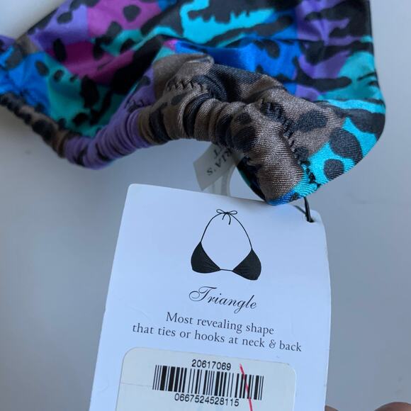 Victoria's Secret L Leopard Cheetah Print Triangle Bikini Top Swim Black Purple - Picture 12 of 12